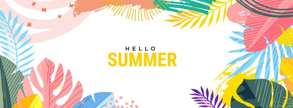Hola Summer Diseño Plantilla Banner Web Concepto Ilustración Vectorial Para — Archivo Imágenes Vectoriales