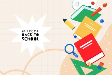 Eğitim. Grafik ve web tasarımı için vektör illüstrasyonu, iş sunumu, pazarlama ve baskı materyali. Okula geri dön..