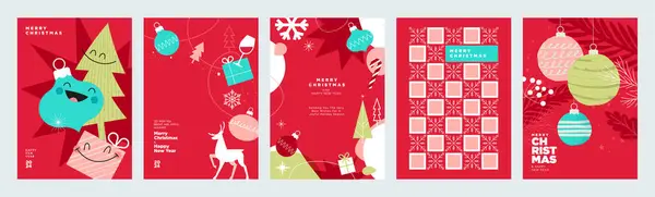 Joyeux Noël Bonne Année Cartes Voeux Concepts Illustration Vectoriels Pour — Image vectorielle