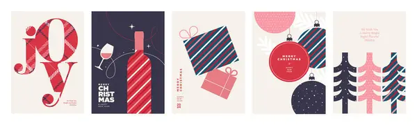 Різдвом Новим Роком Шаблон Вітальних Листівок Векторні Ілюстрації Фону Вітальна Ліцензійні Стокові Вектори