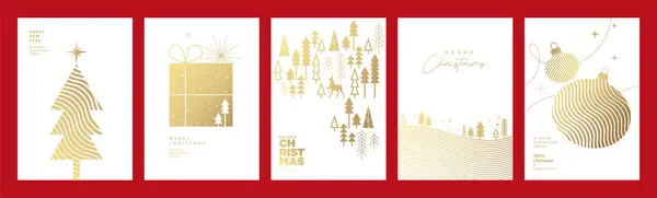 Feliz Natal Feliz Ano Novo Modelo Cartão Saudação Ilustrações Vetoriais — Vetor de Stock
