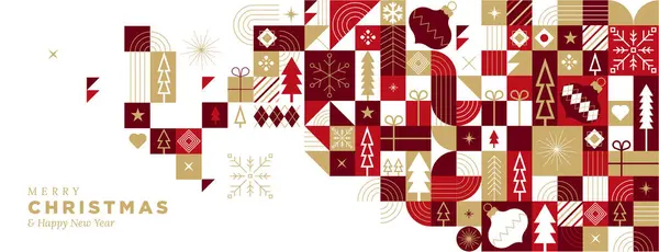 メリークリスマスとハッピーニューイヤー グリーティングカード パーティー招待カード ウェブサイトバナー ソーシャルメディアバナー マーケティング資料のベクトルイラスト — ストックベクタ