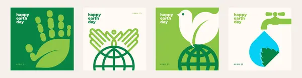 Набор Иллюстраций Дня Земли Векторные Концепции Графического Веб Дизайна Бизнес Лицензионные Стоковые Иллюстрации
