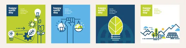 Набор Иллюстраций Дня Земли Векторные Концепции Графического Веб Дизайна Бизнес Лицензионные Стоковые Векторы