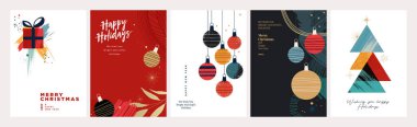 Mutlu Noeller ve mutlu yıllar. Tebrik kartı, parti davetiyesi, web sitesi afişi, sosyal medya afişi, pazarlama materyali.