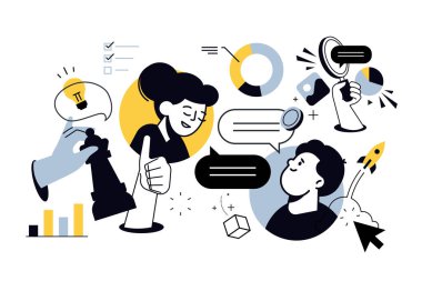 Başlangıcın yaratıcı çizimi, proje geliştirme, strateji, planlama, iş akışı. Web afişi, sosyal medya afişi, iş sunumu, pazarlama materyali için vektör kavramı. 