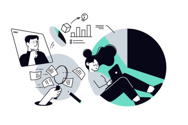 İnternet işi. Web afişi, sosyal medya afişi, iş sunumu, pazarlama materyali için vektör illüstrasyonu.