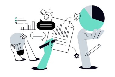 İş planı. Web afişi, sosyal medya afişi, iş sunumu, pazarlama materyali için vektör illüstrasyonu.