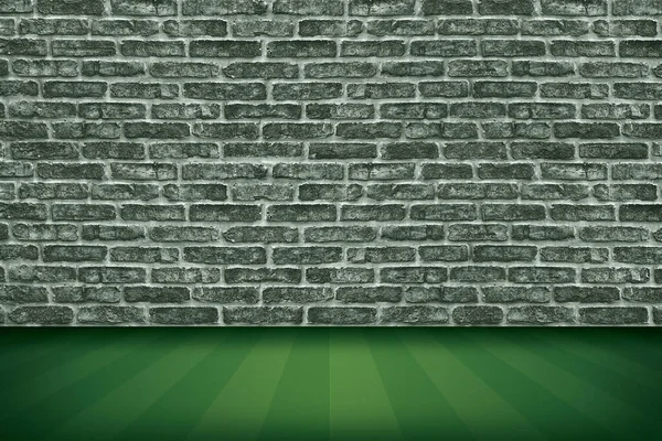 Кирпичная Стена Зеленый Пол — стоковое фото