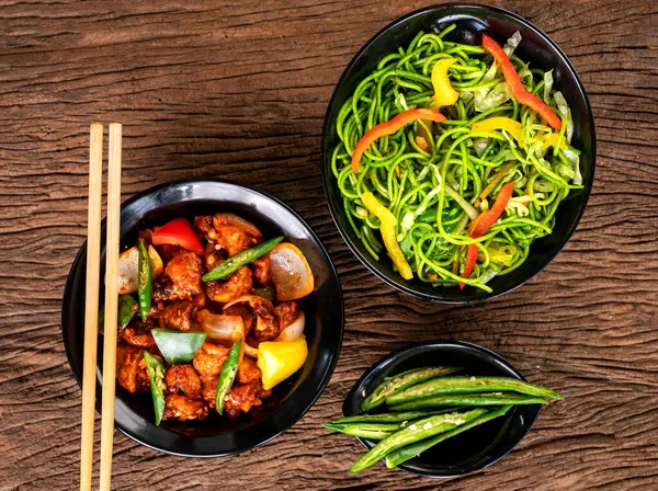 Aziatisch Eten Houten Achtergrond Met Eetstokjes Stockfoto
