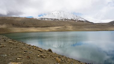                                Gurudongmar Gölü, Sikkim, Hindistan 'da göl ve karlı dağ manzarası