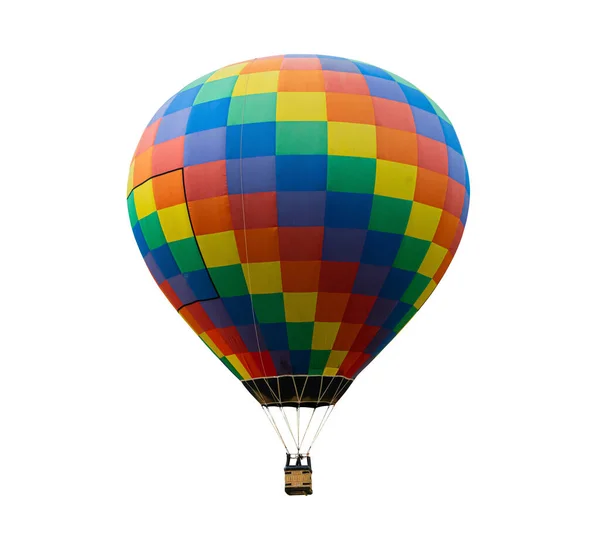 Balão Quente Colorido Flutuando Isolado Fundo Branco Incluído Clipping Path — Fotografia de Stock