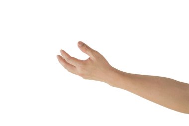 Beyaz arka planda el ele izole genç adam kırpma yolu dahil.