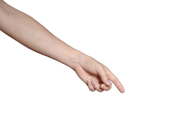 Άνθρωπος Χέρι Αγγίζοντας Δείχνοντας Κάτι Που Απομονώνονται Λευκό Φόντο Περιλαμβάνονται — Φωτογραφία Αρχείου