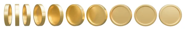 Set Goldmünze Unterschiedlicher Form Auf Weißem Hintergrund Darstellung — Stockfoto