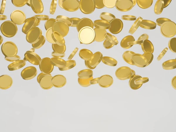 Gouden Munten Met Dollarteken Vallen Vliegen Geïsoleerd Witte Achtergrond Jackpot — Stockfoto