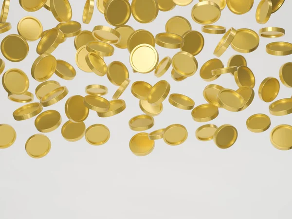Gouden Munten Met Dollarteken Vallen Vliegen Geïsoleerd Witte Achtergrond Jackpot — Stockfoto