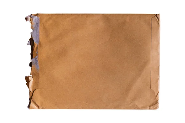 在白色背景上分离的牛油褐色信封纸 包括剪切路径 — 图库照片