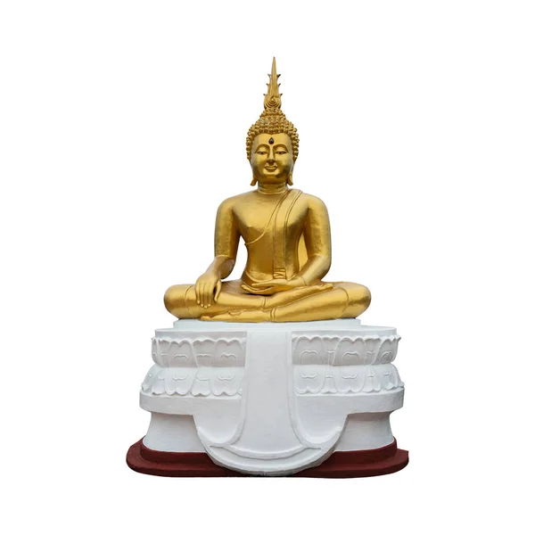 Золотий Будда Ізольований Білому Тлі Відсічним Контуром — стокове фото