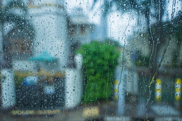 Капли Дождя Зеркальном Фоне Капля Воды Окно — стоковое фото