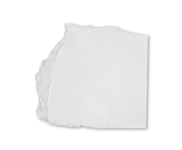 Weißes Zerrissenes Stück Papier Isoliert Auf Weißem Hintergrund Mit Clipping — Stockfoto