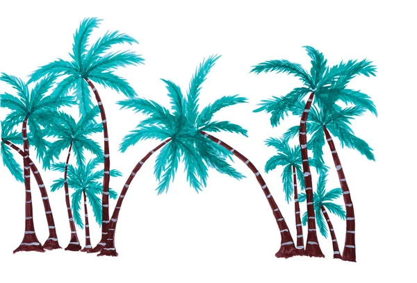 Handmålade Akvarell Palm Isolerad Vit Bakgrund Med Klippning Väg — Stockfoto