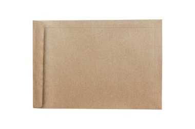 Kahverengi zarf, beyaz arka planda izole edilmiş. Kırpma yolu ile nesne