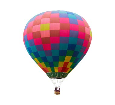 Renkli Sıcak Hava Balonu Yüzüyor Beyaz Arkaplanda İzole Edilmiş Kırpma Yolu