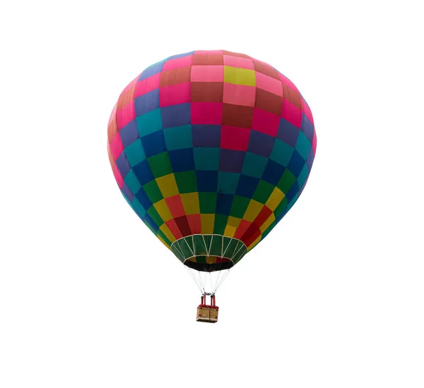 Bunte Heißluftballon Schwebt Isoliert Auf Weißem Hintergrund Mit Clipping Pfad — Stockfoto