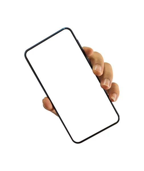 Smartphone Mockup Transparent Background Png File Format Hand Holding Mobile — Stock Photo, Image