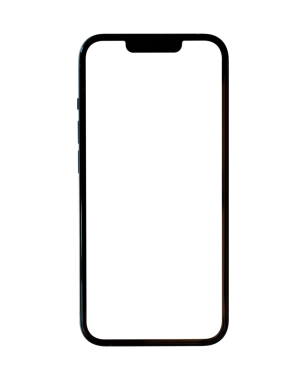 Şeffaf arkaplanda boş ekranı olan mobil akıllı telefon modeli. PNG Dosyası