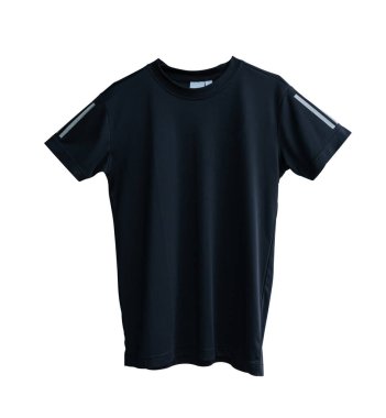 Siyah tişört modeli beyaz arkaplanda izole edildi, kırpma yolu