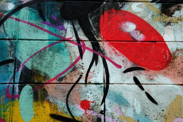 Красочные Абстрактные Граффити Стене Стоковое Изображение