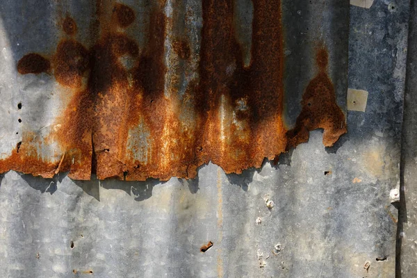生锈的旧锌墙质感 有铁锈背景 — 图库照片