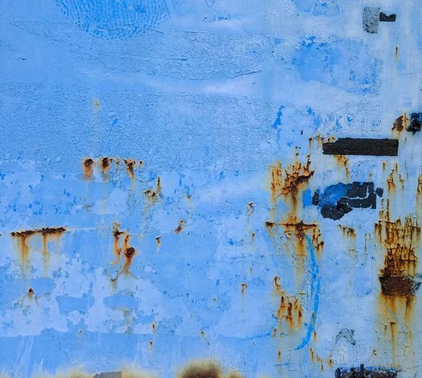 蓝色金属墙的旧背景 抽象的磨擦墙纹理 — 图库照片