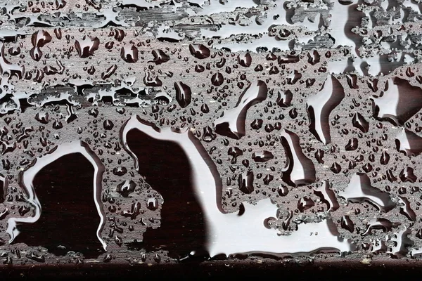 Krople Wody Metalowej Powierzchni Kroplami Deszczu — Zdjęcie stockowe