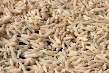 Çiğ pirinç yakın plan..