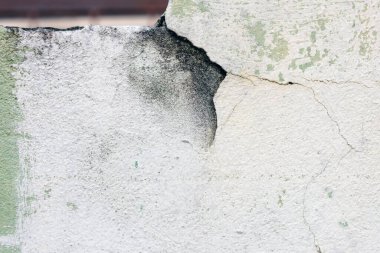 Kırık beyaz boya ve yeşil çatlak.