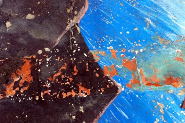 Fırça darbeleri ve sıçramalarla eski boyanın soyut arkaplanı