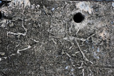 Ortasında çatlak olan beton duvar.