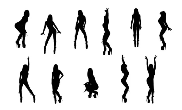 セットのセクシー女性ダンサーでハイヒールブーツベクトル — ストックベクタ