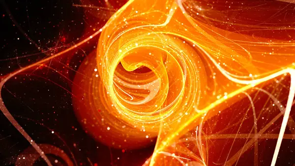 Огненное Светящееся Многомерное Квантовое Силовое Поле Элементарными Частицами Рендеринг — стоковое фото