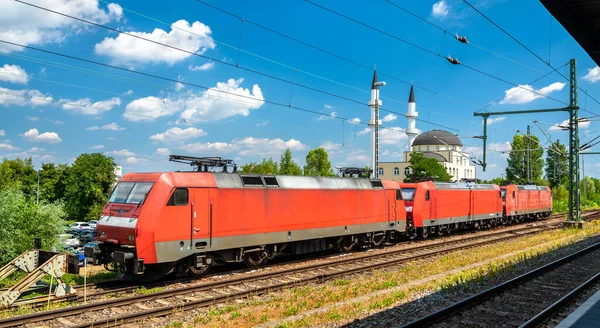 Locomotivas Elétricas Carga Estação Kehl Baden Wuerttemberg Alemanha — Fotografia de Stock