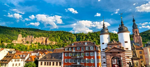 Skyline Heidelberg Com Castelo Stadttor Gate Alemanha — Fotografia de Stock