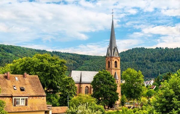 Євангелічна Церква Річці Неккар Хіршхорні Німеччина — стокове фото