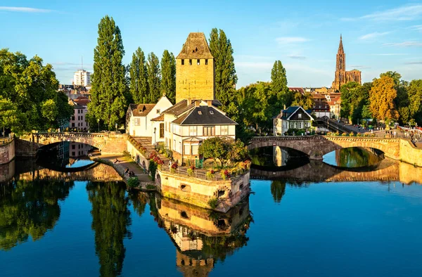 Picturesque View Ponts Couverts Historic Petite France District Strasbourg Alsace — стокове фото