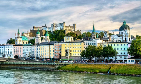 Skyline Salzburg Med Festung Hohensalzburg Festning Unescos Verdensarv Østerrike – stockfoto