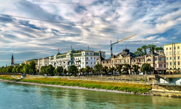 Vista Rio Salzach Salzburgo Áustria — Fotografia de Stock