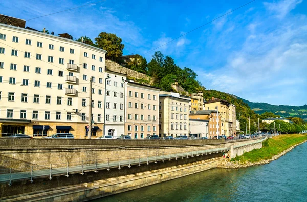 Widok Rzekę Salzach Salzburgu Austria — Zdjęcie stockowe