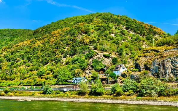 カウブ アッパー ミドルライン渓谷の家 ドイツのユネスコ世界遺産 — ストック写真